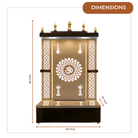 Prakasham Wooden Pooja Mandir (Gold) Dimensions