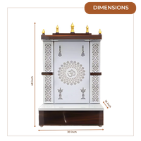 Prakasham Wooden Pooja Mandir (White) Dimensions