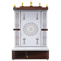 Prakasham Wooden Pooja Mandir without Door(White) Front View 