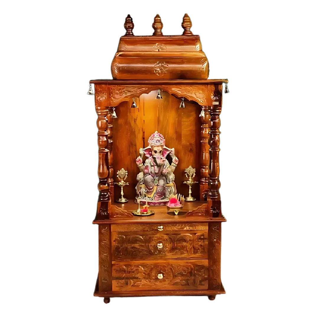 Prakriti Sheesham Wood Mandir (Teak) Front view