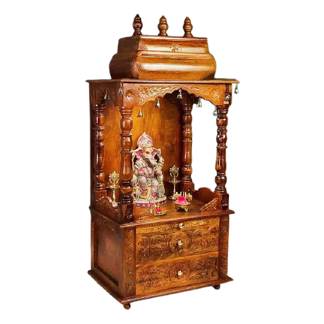 Prakriti Sheesham Wood Mandir (Teak) Side Angle 