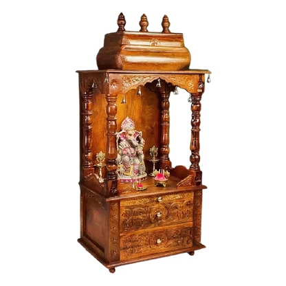 Prakriti Sheesham Wood Mandir (Teak) Side Angle 
