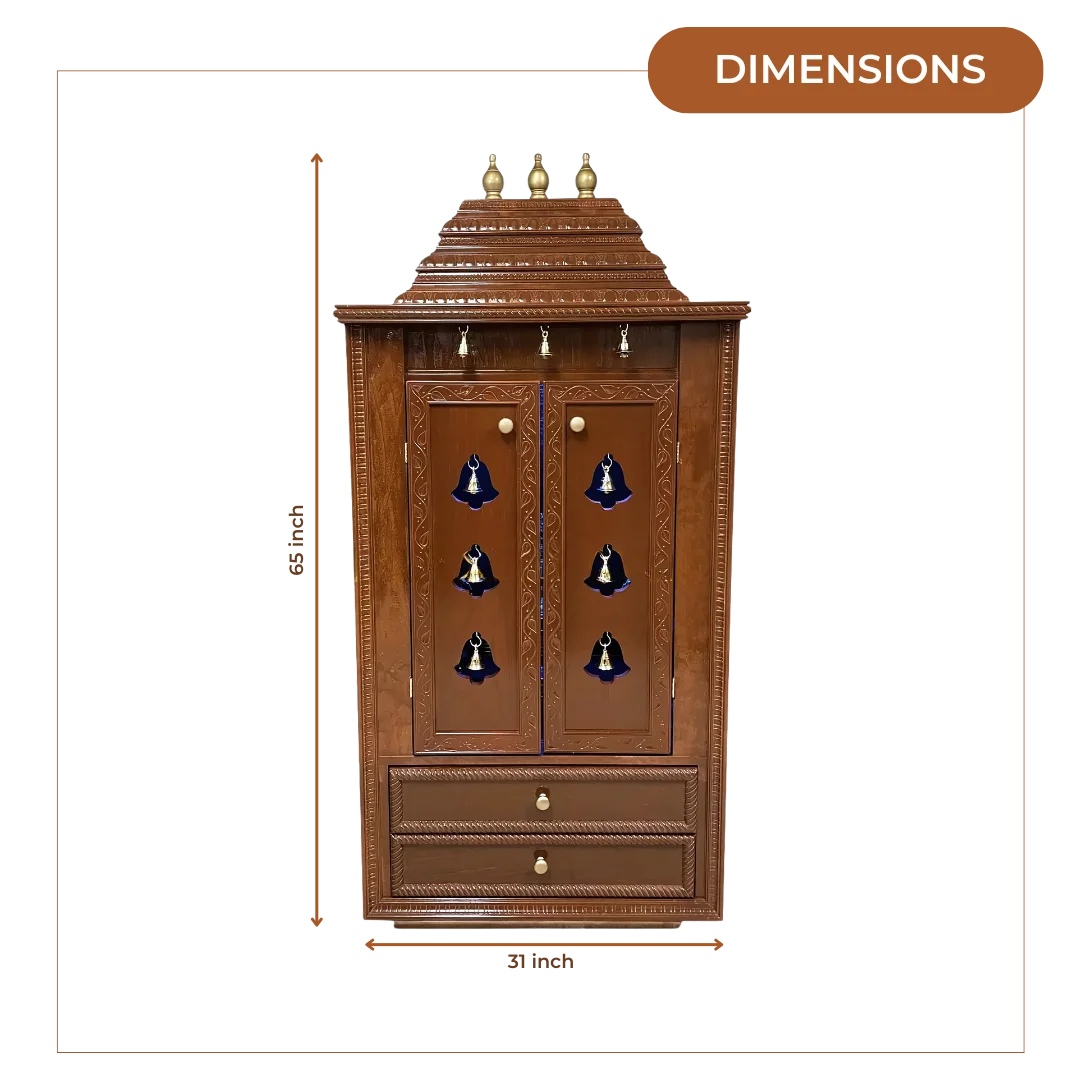 Prarthana Teak Wood Mandap (Cinnamon) dimensions