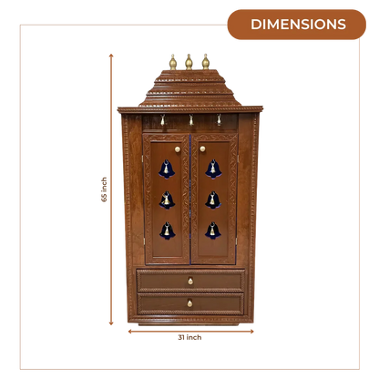 Prarthana Teak Wood Mandap (Cinnamon) dimensions