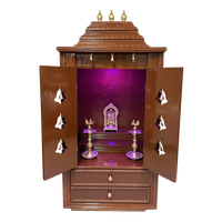 Prarthana Teak Wood Mandap (Cinnamon) open door view