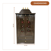 Prarthana Teak Wood Mandap (Dark Brown) dimensions