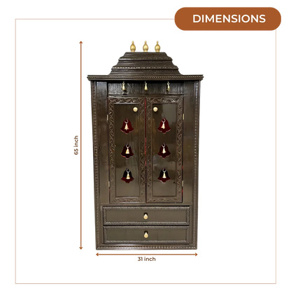 Prarthana Teak Wood Mandap (Dark Brown) dimensions