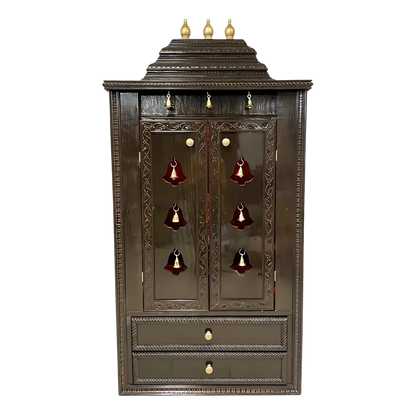 Prarthana Teak Wood Mandap (Dark Brown) front view