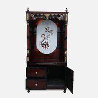 Prarthika Teak Wood Mandap (Brown) open drawer front-view 