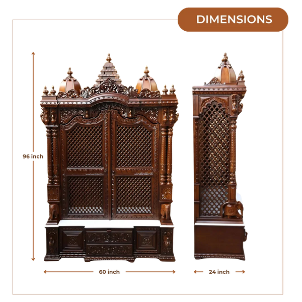 Prarthya Teak Wood Mandap (Brown) Dimensions