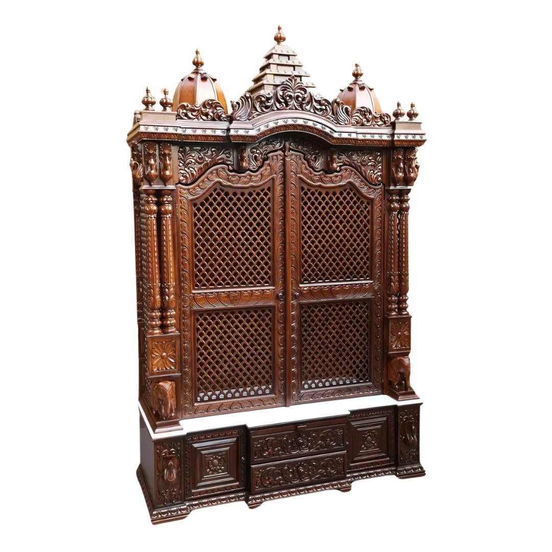 Prarthya Teak Wood Mandap (Brown) side angle 