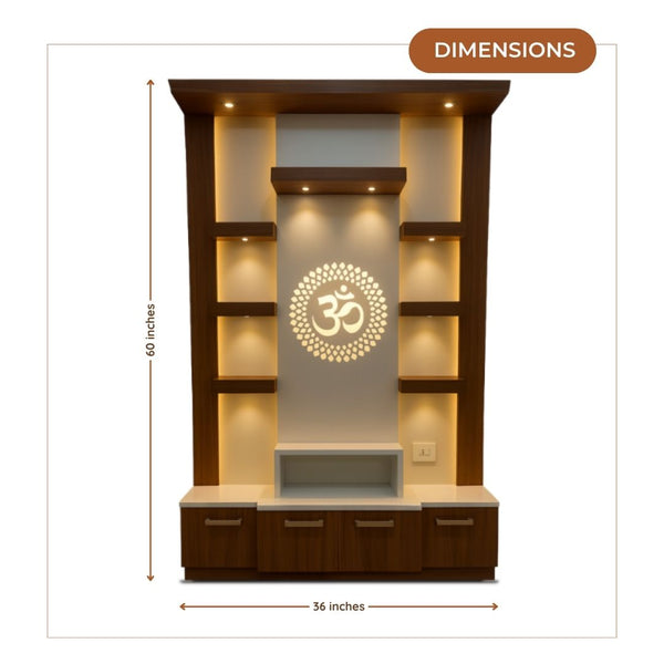 Prasanna Teak Wood Mandap (Brown) dimensions 