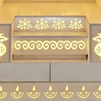 Prathesh Wooden Corian Mandir (White) drawers view 