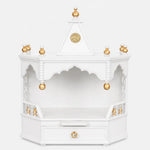 Pratishtha Solid Wood Wall Mount Pooja Mandir White Gold