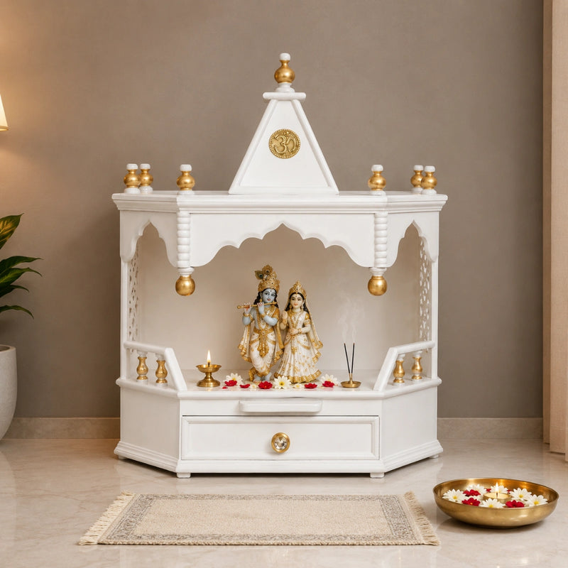 pratishtha wall mount pooja mandir in white color