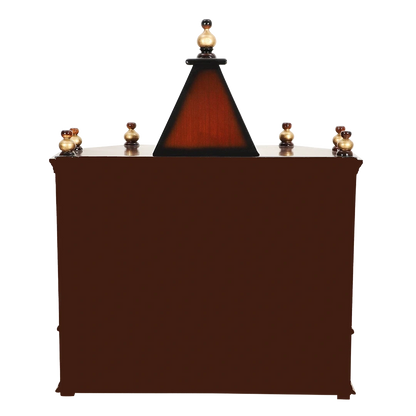 Pratishtha Solid Wood Wall Mount Pooja Mandir/Wooden temple for home in Brown Gold color back view