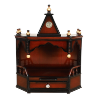 Pratishtha Solid Wood Wall Mount Pooja Mandir/Wooden temple for home in Brown Gold color front view