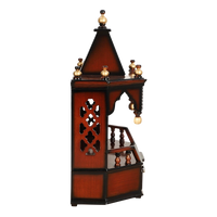 Pratishtha Solid Wood Wall Mount Pooja Mandir/Wooden temple for home in Brown Gold color side view featuring jali design