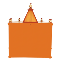 Pratishtha Solid Wood Wall Mount Pooja Mandir/Wooden temple for home in Teak Gold color back view