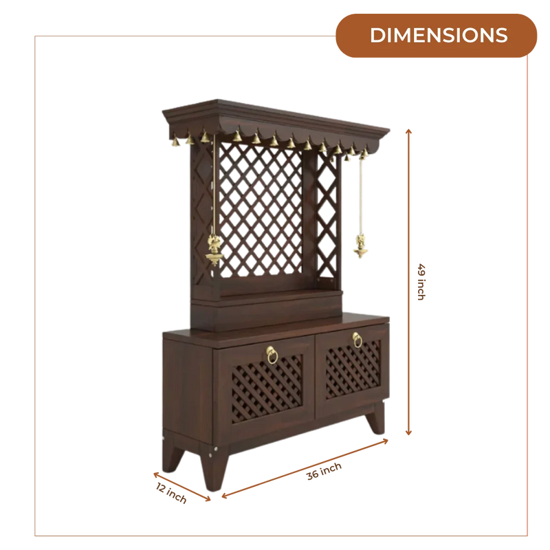 Pravaha Teak Wood Mandir (Wenge) Dimensions
