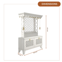 Pravaha Teak Wood Mandir (White) Dimensions
