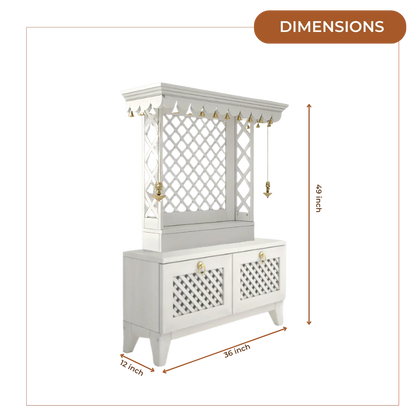 Pravaha Teak Wood Mandir (White) Dimensions