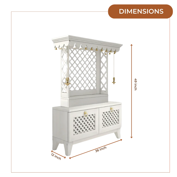 Pravaha Teak Wood Mandir (White) Dimensions