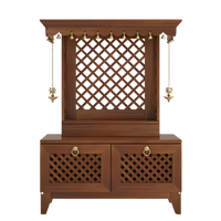 Pravaha Teak Wood Mandir without Door (Teak) Front View