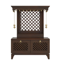 Pravaha Teak Wood Mandir without Door (Wenge) Front View