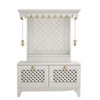 Pravaha Teak Wood Mandir without Door (White) Front View