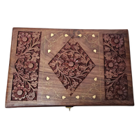 Premium Teakwood Pooja Box (Large) open view top view