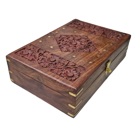 Premium Teakwood Pooja Box (Large) side view