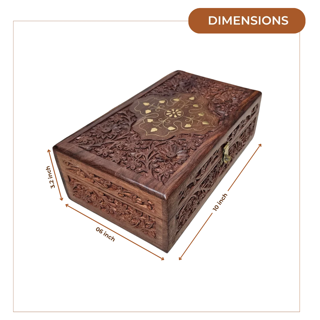 Premium Teakwood Pooja Box (Medium) dimensions