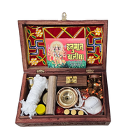 Premium Teakwood Pooja Box (Medium) open view