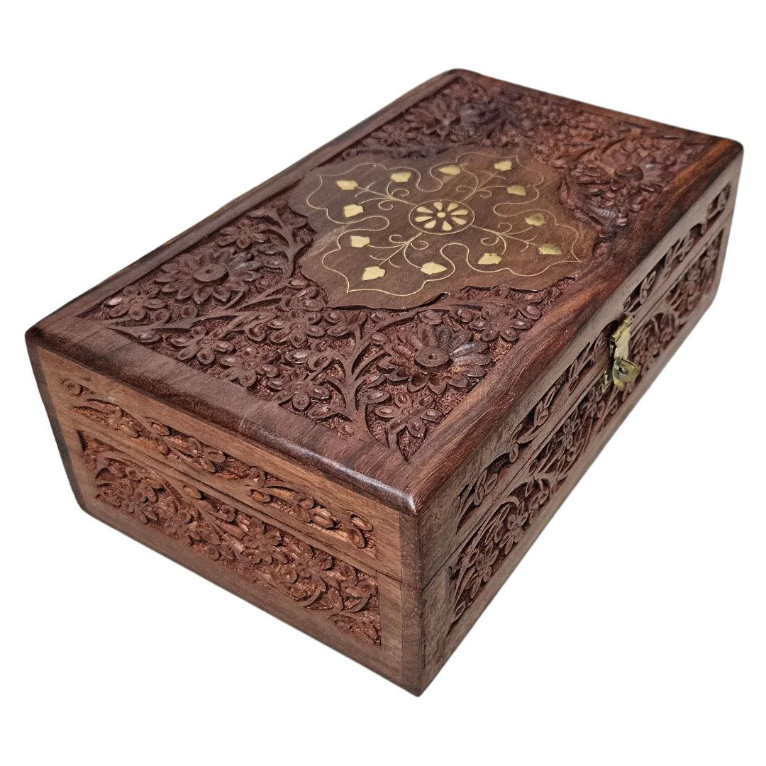 Premium Teakwood Pooja Box (Medium) side view