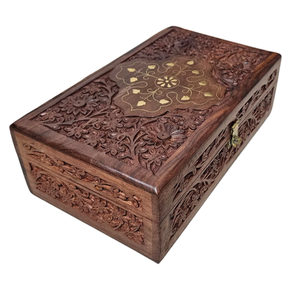 Premium Teakwood Pooja Box (Medium) side view