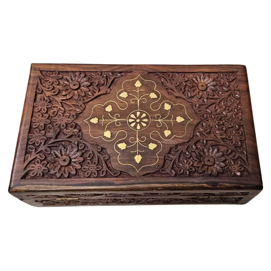 Premium Teakwood Pooja Box (Medium) top view