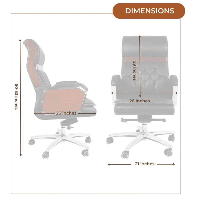 Presidency Recliner Office Executive Chair (Black) Dimensions