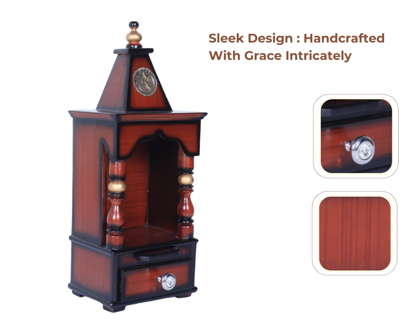 Product Showcase of Aradhya Teak Wood Pooja Mandir (Brown Gold)