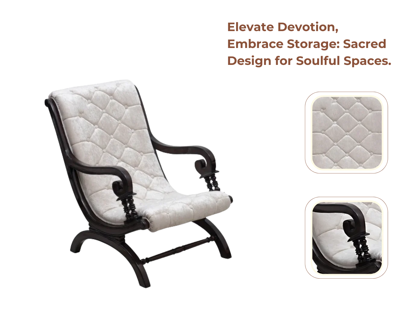 Product Showcase of Butros Fabric Upholstered Aaram Chair with FootRest (Brown Silver)