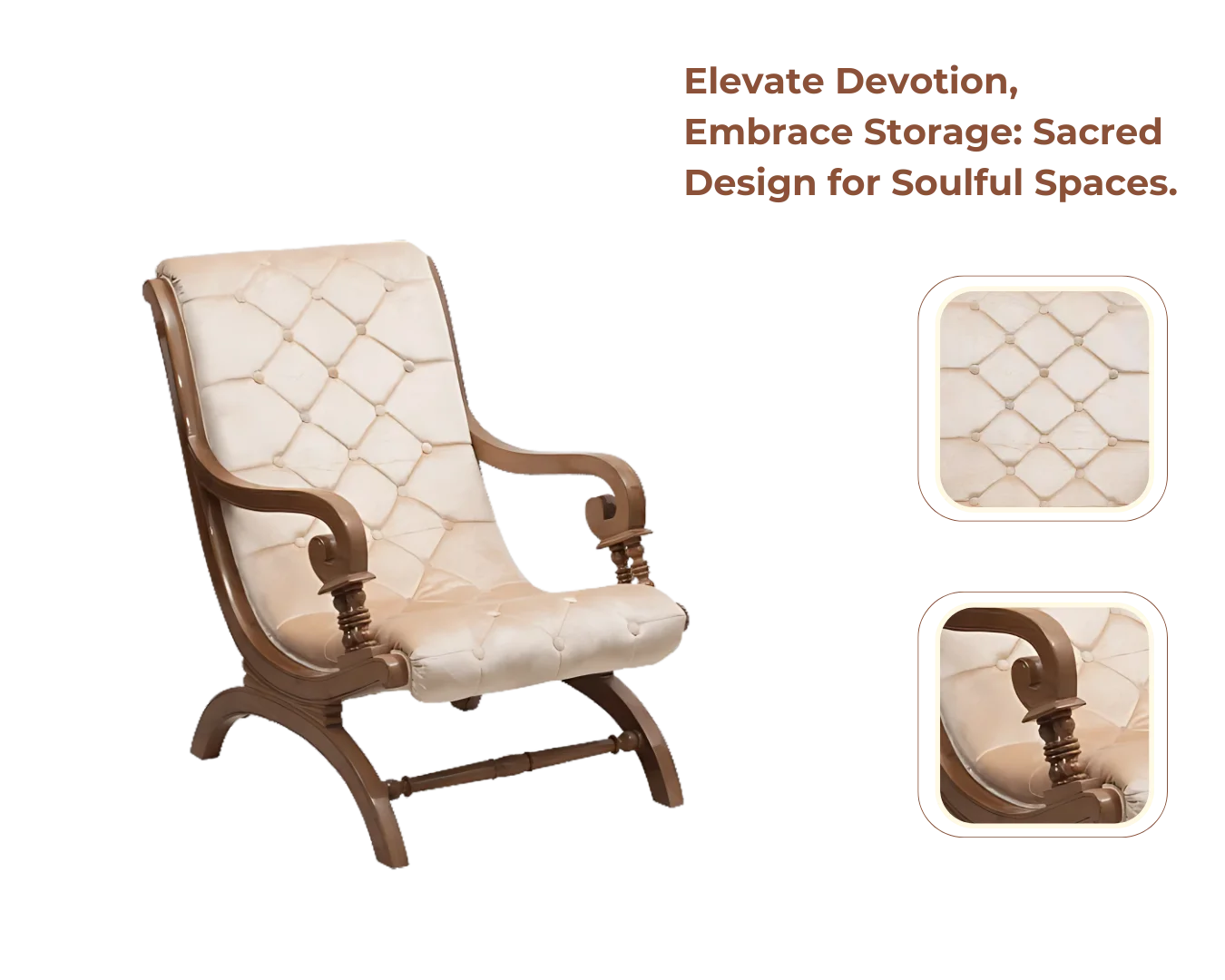 Product Showcase of Butros Fabric Upholstered Aaram Chair with FootRest (Teak Gold)