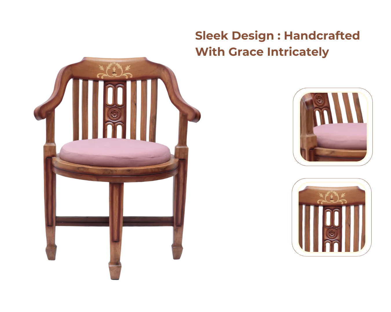 Product Showcase of Canasto Teak Wood Arm Chairs (Teak Pink)