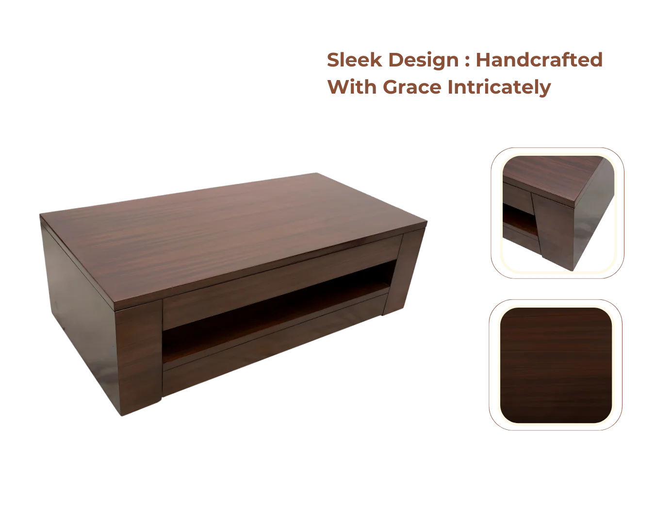 Product Showcase of Cubic Teak Wood Centre Table (Brown)