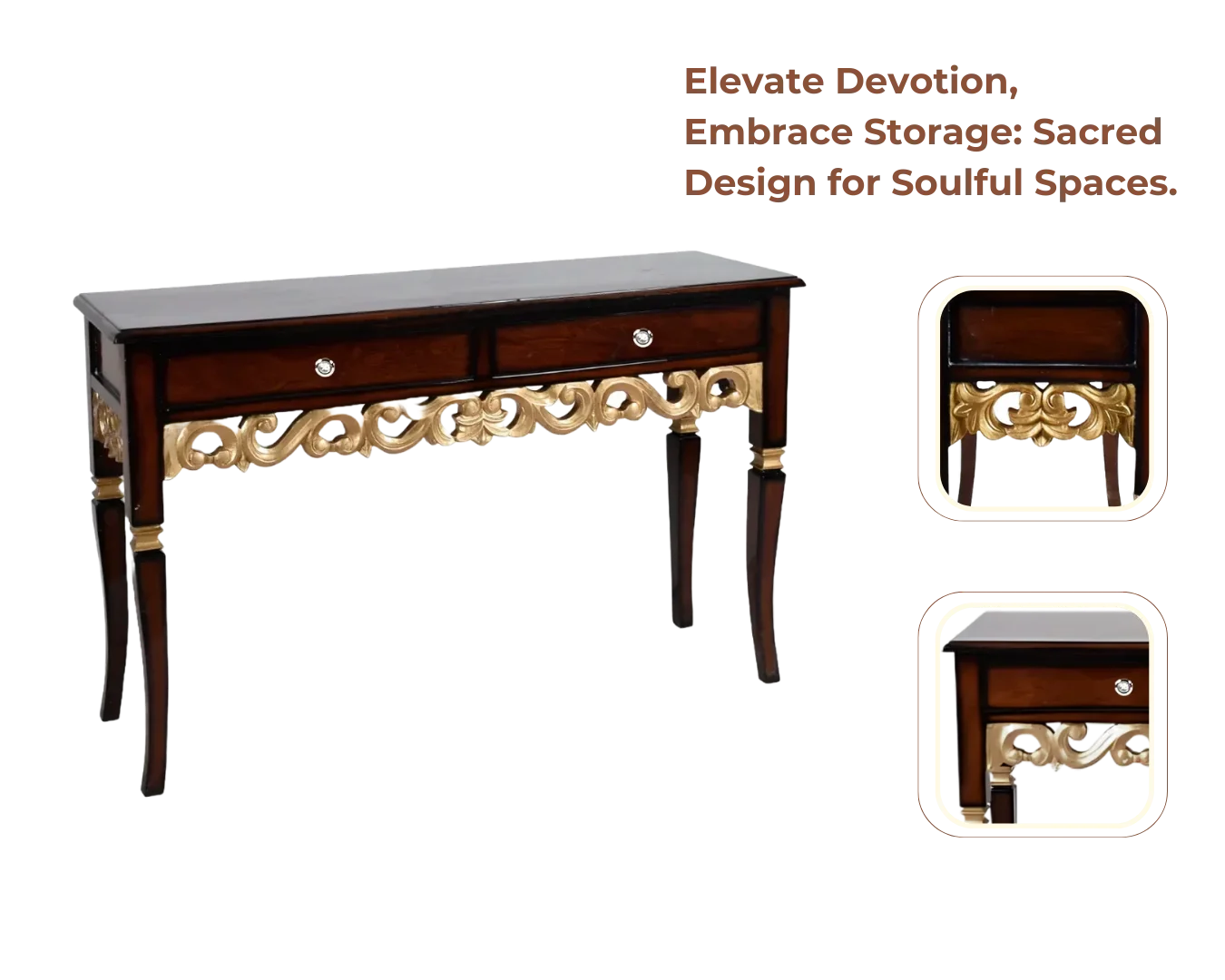 Product Showcase of Dignify Solid Wood Console Table (Brown Gold)