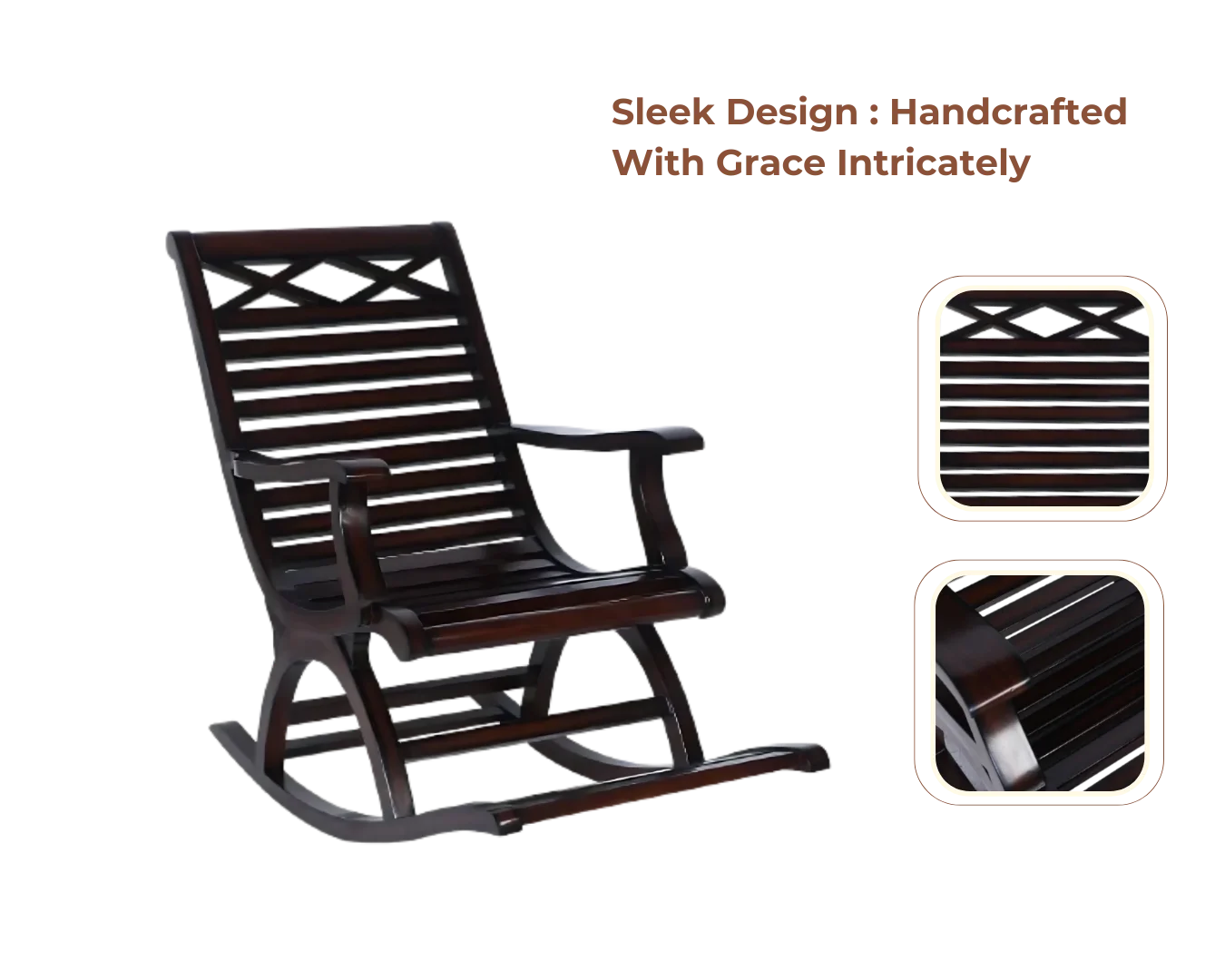 Product Showcase of Mince Teak Wood Rocking Chair (Brown)