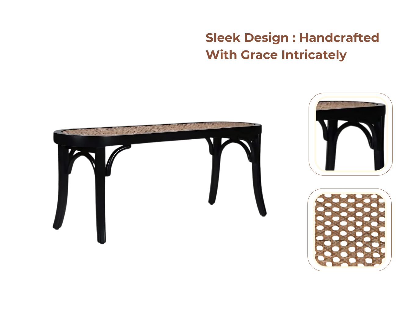 Product Showcase of Rattuna Teak Wood Bench (Black)