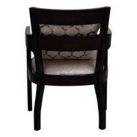 Projakto Teak Wood Fabric Upholstered Arm Chair in Brown Silver color back view
