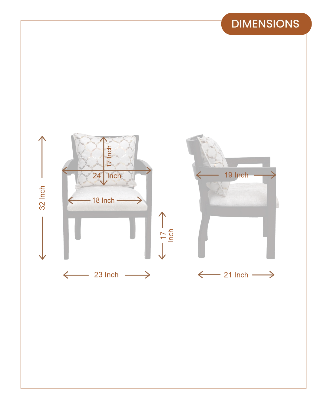Projakto Teak Wood Fabric Upholstered Arm Chairs (Brown Silver)