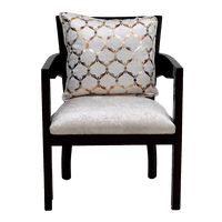 Projakto Teak Wood Fabric Upholstered Arm Chair in Brown Silver color front view