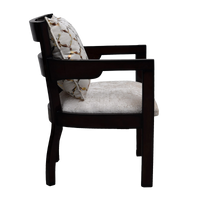 Projakto Teak Wood Fabric Upholstered Arm Chair in Brown Silver color side view